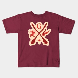red lion house wizarding school logo Kids T-Shirt